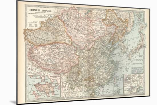 Map of the Chinese Empire (China). Insets of Hong Kong (British), and Peking (Beijing)-Encyclopaedia Britannica-Mounted Art Print