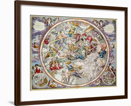 Map of the Christian Constellations as Depicted by Julius Schiller, from the Celestial Atlas-Andreas Cellarius-Framed Giclee Print