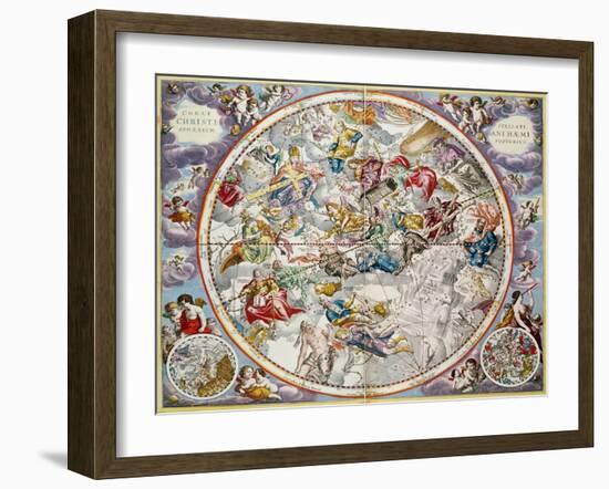 Map of the Christian Constellations as Depicted by Julius Schiller, from the Celestial Atlas-Andreas Cellarius-Framed Giclee Print