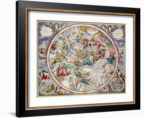 Map of the Christian Constellations as Depicted by Julius Schiller, from the Celestial Atlas-Andreas Cellarius-Framed Giclee Print