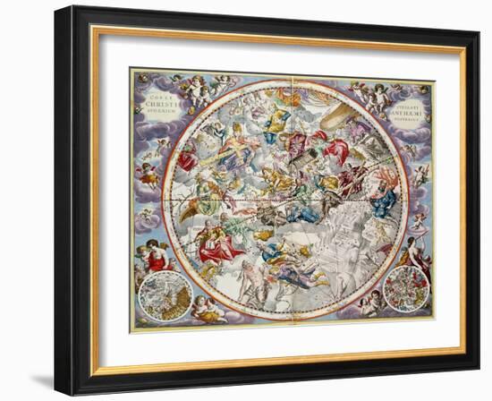 Map of the Christian Constellations as Depicted by Julius Schiller, from the Celestial Atlas-Andreas Cellarius-Framed Giclee Print