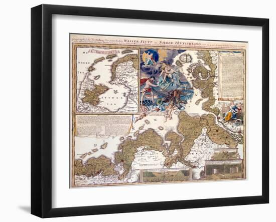 Map of the Christmas Flood of 1717, 1720-Johann Baptista Homann-Framed Giclee Print