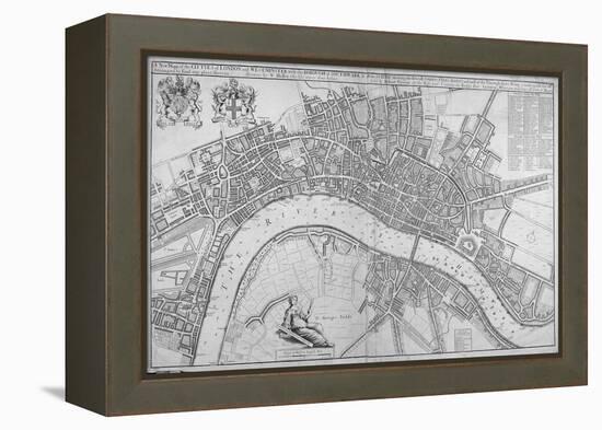 Map of the Cities of London and Westminster, Southwark and the Suburbs, 1680-Wenceslaus Hollar-Framed Premier Image Canvas