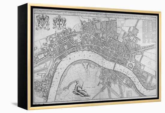 Map of the Cities of London and Westminster, Southwark and the Suburbs, 1680-Wenceslaus Hollar-Framed Premier Image Canvas