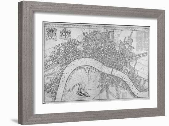 Map of the Cities of London and Westminster, Southwark and the Suburbs, 1680-Wenceslaus Hollar-Framed Giclee Print