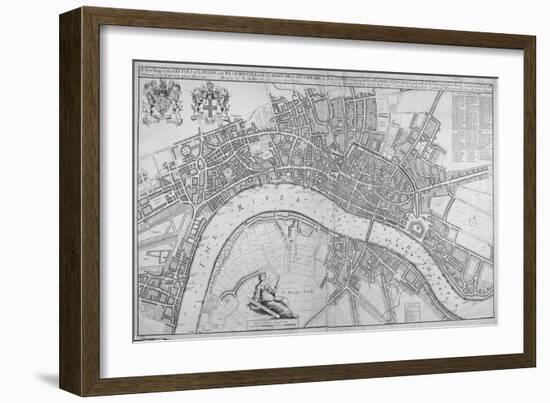 Map of the Cities of London and Westminster, Southwark and the Suburbs, 1680-Wenceslaus Hollar-Framed Giclee Print