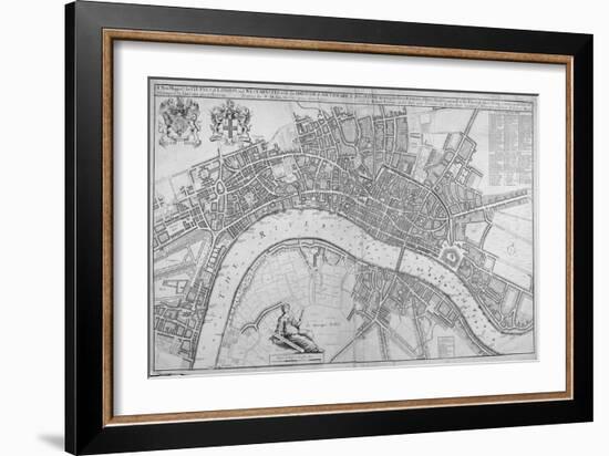 Map of the Cities of London and Westminster, Southwark and the Suburbs, 1680-Wenceslaus Hollar-Framed Giclee Print