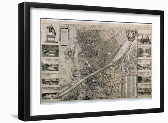 Map of the City of Florence-Wenceslaus Hollar-Framed Giclee Print