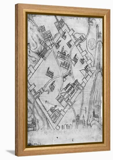 Map of the City of Jerusalem, before 1167-null-Framed Premier Image Canvas