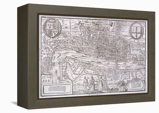 Map of the City of London and City of Westminster with Four Figures in the Foreground, C1572-Franz Hogenberg-Framed Premier Image Canvas