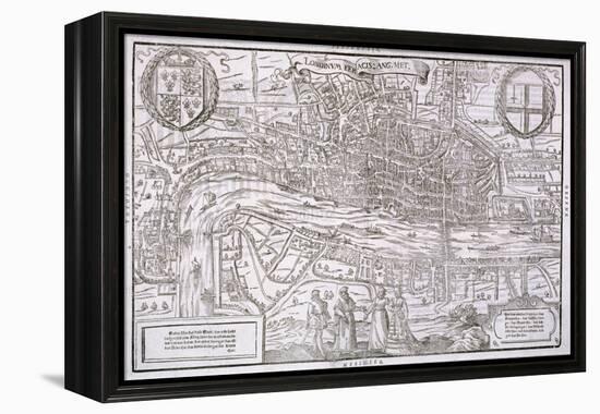 Map of the City of London and City of Westminster with Four Figures in the Foreground, C1572-Franz Hogenberg-Framed Premier Image Canvas