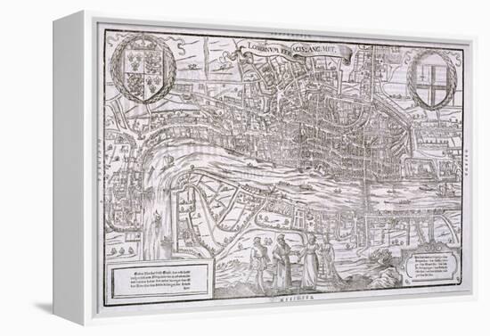 Map of the City of London and City of Westminster with Four Figures in the Foreground, C1572-Franz Hogenberg-Framed Premier Image Canvas