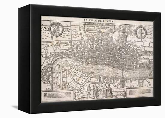 Map of the City of London and City of Westminster with Four Figures in the Foreground, C1572-Franz Hogenberg-Framed Premier Image Canvas