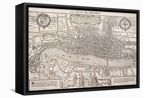 Map of the City of London and City of Westminster with Four Figures in the Foreground, C1572-Franz Hogenberg-Framed Premier Image Canvas