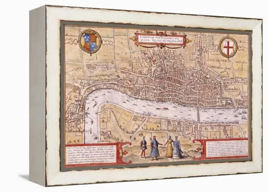 Map of the City of London, Southwark and Part of Westminster, 1572-Franz Hogenberg-Framed Premier Image Canvas