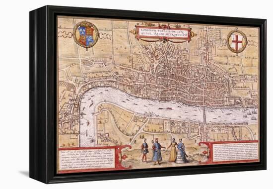 Map of the City of London, Southwark and Part of Westminster, 1572-Franz Hogenberg-Framed Premier Image Canvas