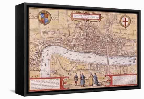 Map of the City of London, Southwark and Part of Westminster, 1572-Franz Hogenberg-Framed Premier Image Canvas