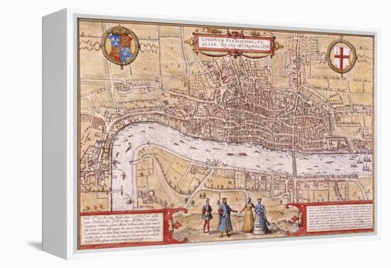 Map of the City of London, Southwark and Part of Westminster, 1572-Franz Hogenberg-Framed Premier Image Canvas