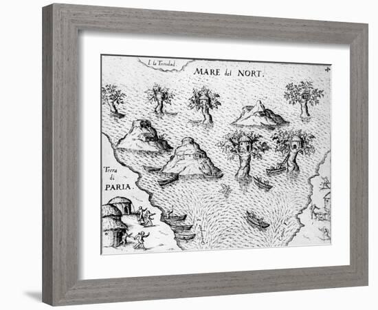 Map of the Coast of Guyana, Illustration from 'Regni Guianae'-null-Framed Giclee Print