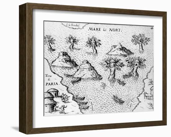 Map of the Coast of Guyana, Illustration from 'Regni Guianae'-null-Framed Giclee Print