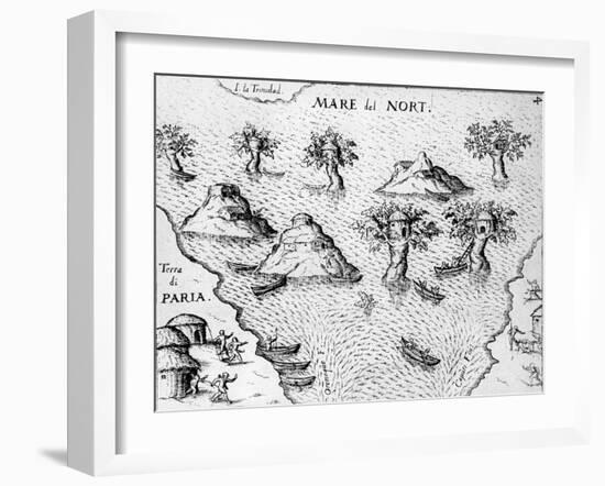 Map of the Coast of Guyana, Illustration from 'Regni Guianae'-null-Framed Giclee Print