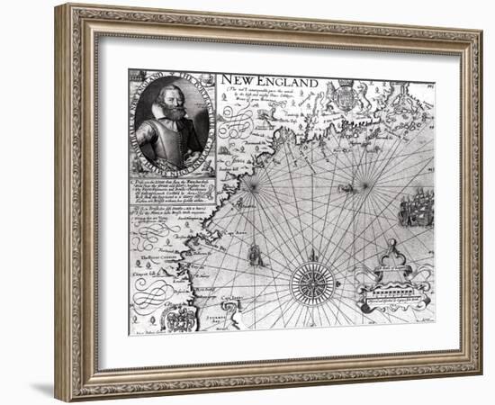 Map of the Coast of New England, Observed and Described by Captain John Smith (1580-1631) 1614-Simon de Passe-Framed Giclee Print