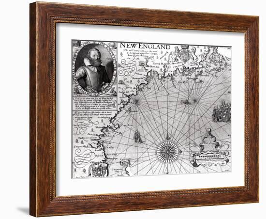 Map of the Coast of New England, Observed and Described by Captain John Smith (1580-1631) 1614-Simon de Passe-Framed Giclee Print