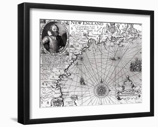 Map of the Coast of New England, Observed and Described by Captain John Smith (1580-1631) 1614-Simon de Passe-Framed Giclee Print