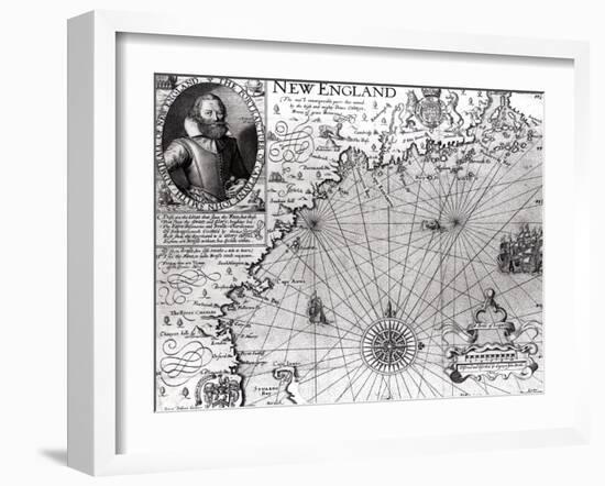 Map of the Coast of New England, Observed and Described by Captain John Smith (1580-1631) 1614-Simon de Passe-Framed Giclee Print