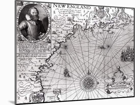 Map of the Coast of New England, Observed and Described by Captain John Smith (1580-1631) 1614-Simon de Passe-Mounted Giclee Print