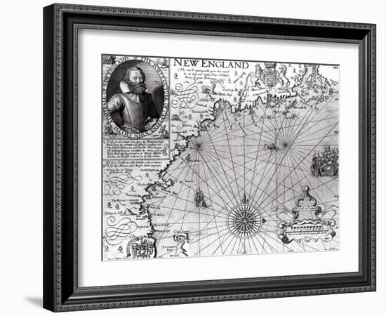 Map of the Coast of New England, Observed and Described by Captain John Smith (1580-1631) 1614-Simon de Passe-Framed Giclee Print