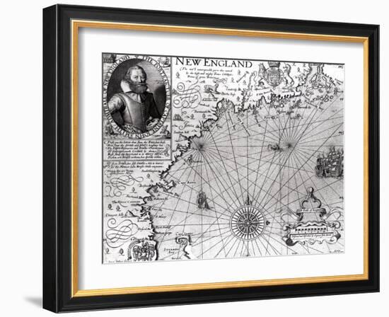Map of the Coast of New England, Observed and Described by Captain John Smith (1580-1631) 1614-Simon de Passe-Framed Giclee Print