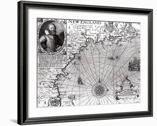 Map of the Coast of New England, Observed and Described by Captain John Smith (1580-1631) 1614-Simon de Passe-Framed Giclee Print