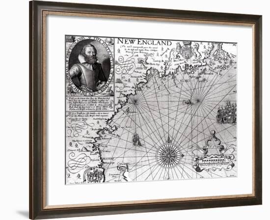 Map of the Coast of New England, Observed and Described by Captain John Smith (1580-1631) 1614-Simon de Passe-Framed Giclee Print