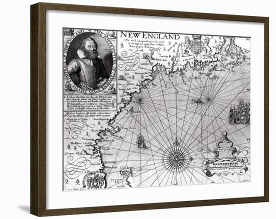 Map of the Coast of New England, Observed and Described by Captain John Smith (1580-1631) 1614-Simon de Passe-Framed Giclee Print