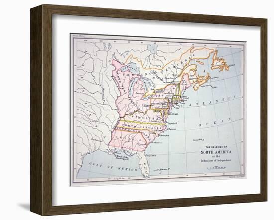 Map of the Colonies of North America at the Time of the Declaration of Independence-American-Framed Giclee Print