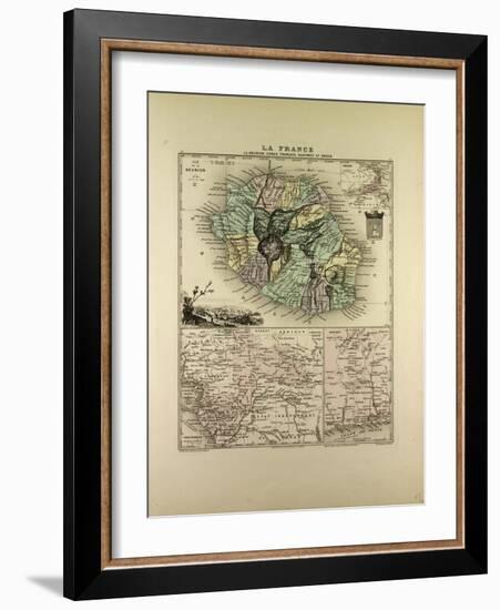 Map of the Democratic Republic of the Congo La Réunion Dahomey and Obock 1896-null-Framed Giclee Print