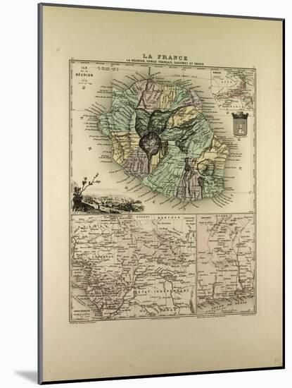 Map of the Democratic Republic of the Congo La Réunion Dahomey and Obock 1896-null-Mounted Giclee Print