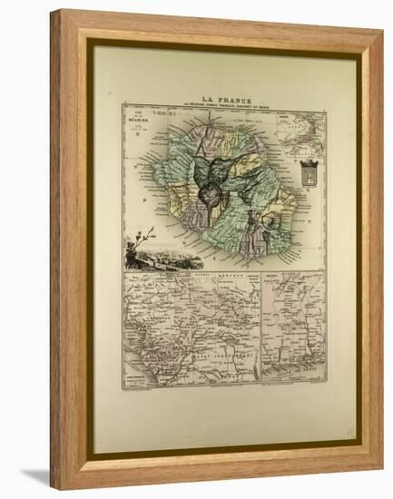 Map of the Democratic Republic of the Congo La Réunion Dahomey and Obock 1896-null-Framed Premier Image Canvas