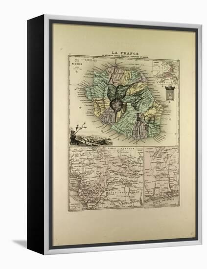 Map of the Democratic Republic of the Congo La Réunion Dahomey and Obock 1896-null-Framed Premier Image Canvas