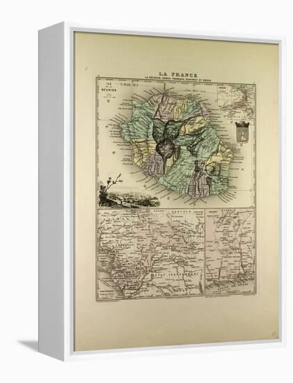 Map of the Democratic Republic of the Congo La Réunion Dahomey and Obock 1896-null-Framed Premier Image Canvas