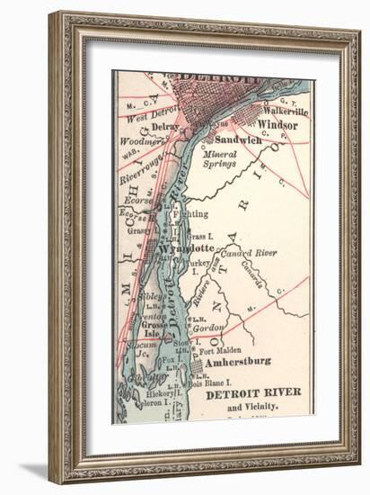 Map of the Detroit River (C. 1900), Maps-Encyclopaedia Britannica-Framed Art Print