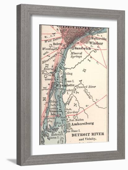 Map of the Detroit River (C. 1900), Maps-Encyclopaedia Britannica-Framed Art Print