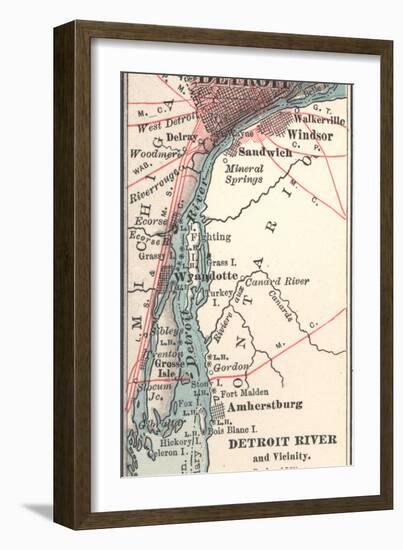 Map of the Detroit River (C. 1900), Maps-Encyclopaedia Britannica-Framed Art Print