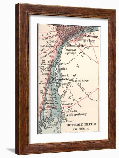 Map of the Detroit River (C. 1900), Maps-Encyclopaedia Britannica-Framed Art Print