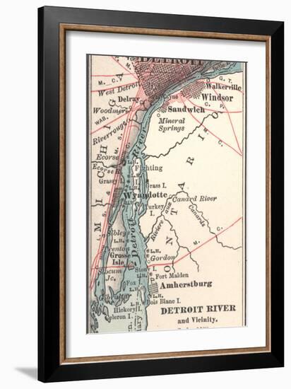Map of the Detroit River (C. 1900), Maps-Encyclopaedia Britannica-Framed Art Print