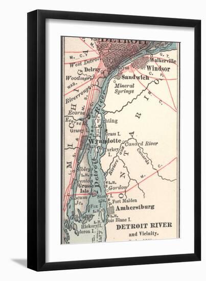 Map of the Detroit River (C. 1900), Maps-Encyclopaedia Britannica-Framed Art Print