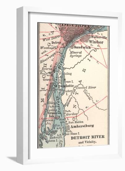 Map of the Detroit River (C. 1900), Maps-Encyclopaedia Britannica-Framed Art Print