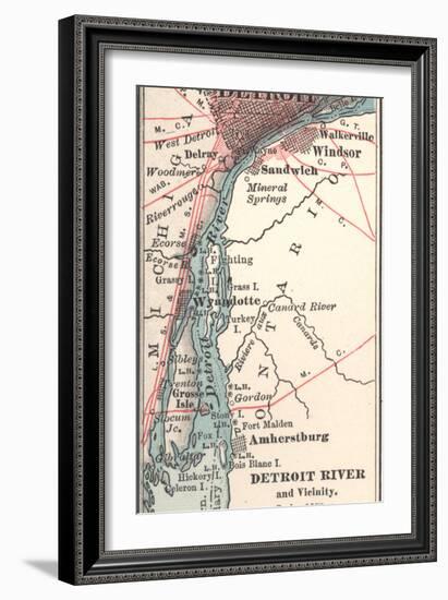 Map of the Detroit River (C. 1900), Maps-Encyclopaedia Britannica-Framed Art Print