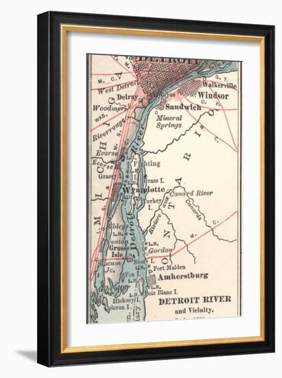 Map of the Detroit River (C. 1900), Maps-Encyclopaedia Britannica-Framed Art Print